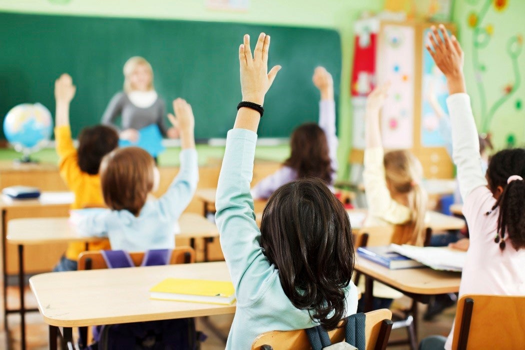 Portrait of back - Children are raised hands in classroom. 

[url=http://www.istockphoto.com/search/lightbox/9786682][img]http://img638.imageshack.us/img638/2697/children5.jpg[/img][/url]