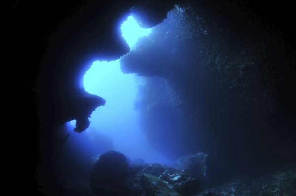 A cavern in the deep ocean