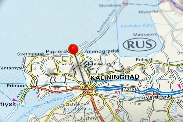 A pinned map indicating Kaliningrad