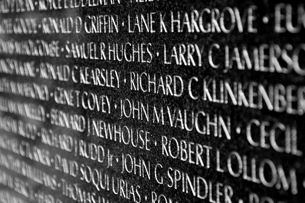 Close-up of the Vietnam Memorial