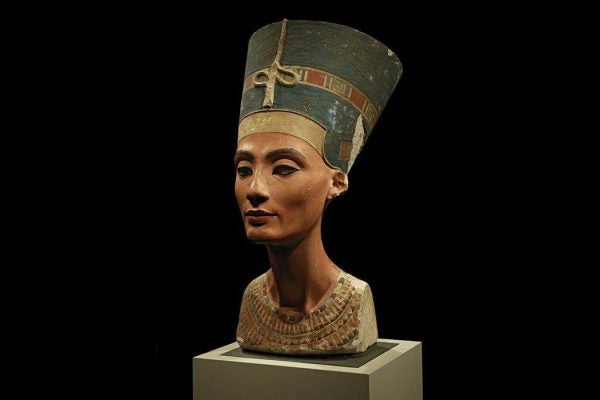 Bust of queen Nefertiti in the Neues Museum, Berlin

"Nefertiti 30-01-2006" by Arkadiy Etumyan - Own work. Licensed under CC BY-SA 3.0 via <a href="https://commons.wikimedia.org/wiki/File:Nefertiti_30-01-2006.jpg#/media/File:Nefertiti_30-01-2006.jpg">Wikimedia Commons</a>