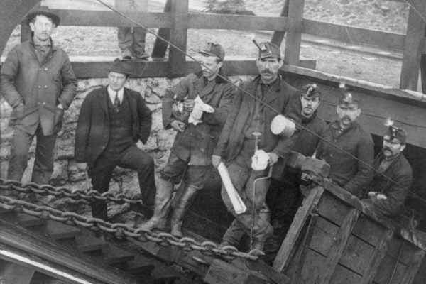 "Hazelton coal miners". Licensed under Public Domain via <a href="https://commons.wikimedia.org/wiki/File:Hazelton_coal_miners.jpg#/media/File:Hazelton_coal_miners.jpg" target="_blank">Commons</a>