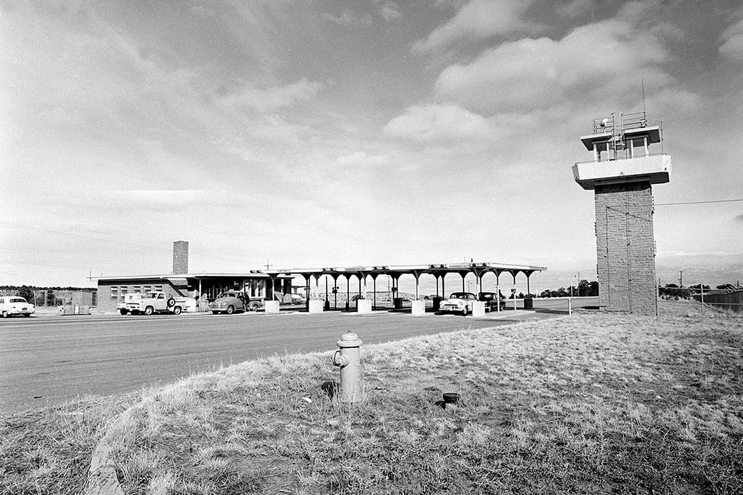 This is a general view of the main gate to the Los Alamos National Laboratory, where scientists developed and tested the first atomic weapon, in Los Alamos, N.M.  (AP Photo)