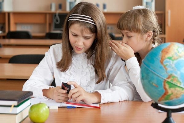 Student using a cell phone