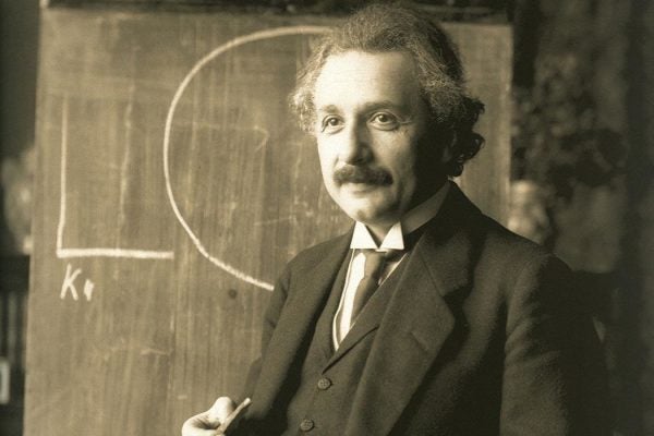 Albert Einstein during a lecture in Vienna in 1921