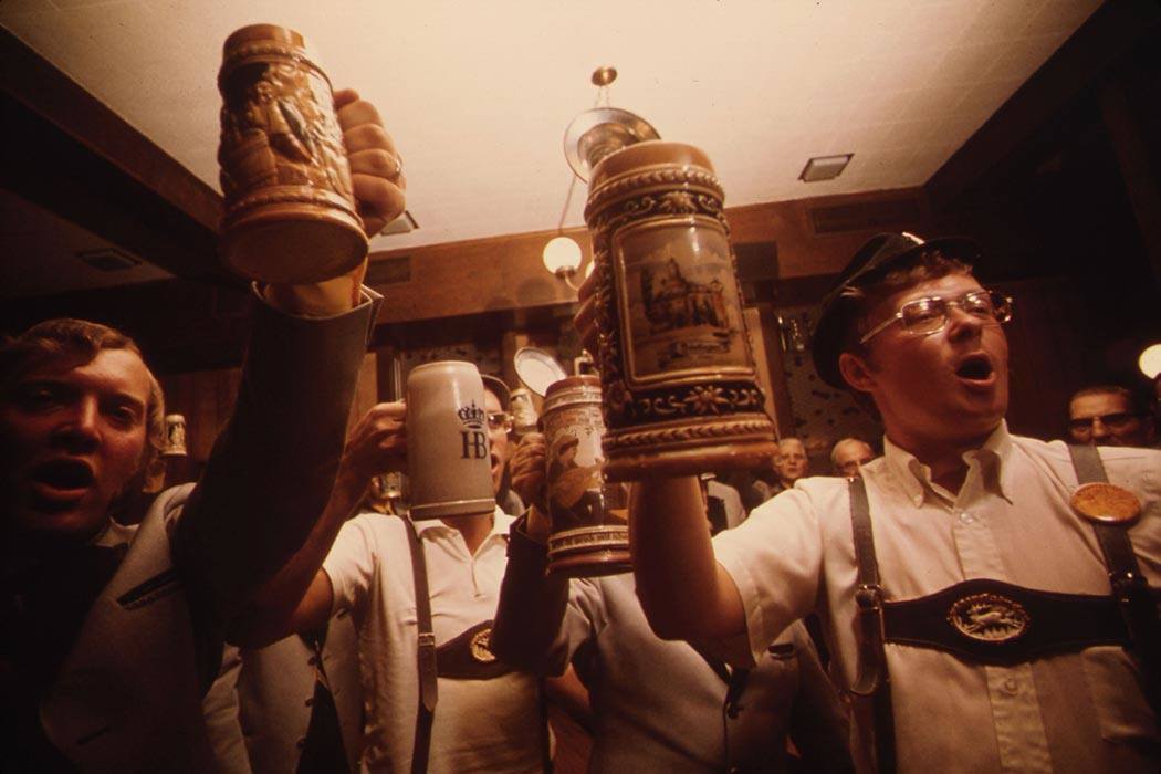 Beer Steins Are Raised as the Concord Singers Practice Singing German Songs in New Ulm, Minnesota.