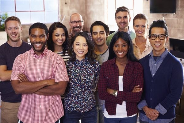 Group of a smiling and diverse cohort