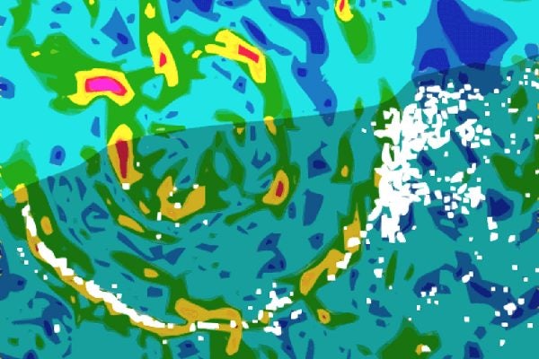 A colorful map measures gravity anomalies around the Chicxulub crater