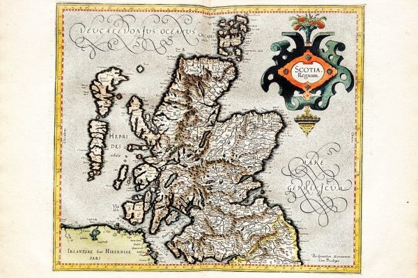 1596 Mercator map of Scotland