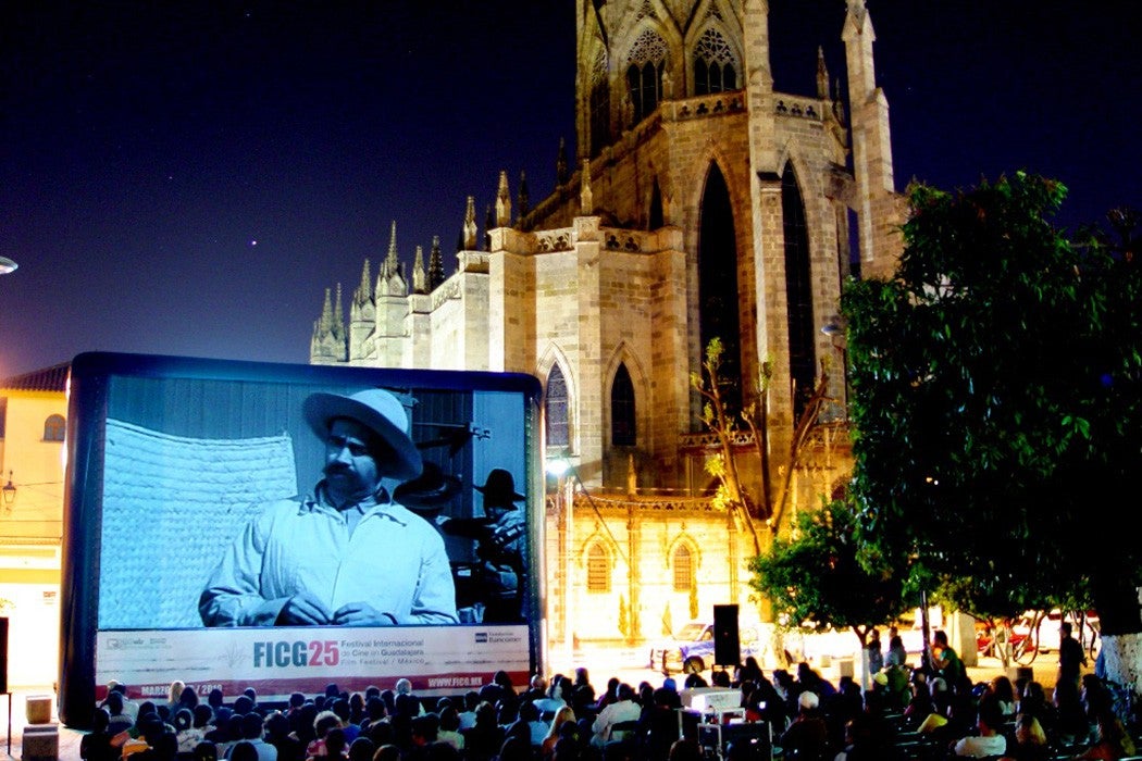 An outdoor film festival in Guadalajara, Mexico