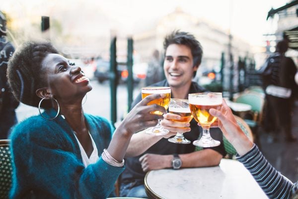 Drinking at the cafe