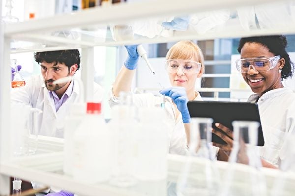 Scientists working in lab