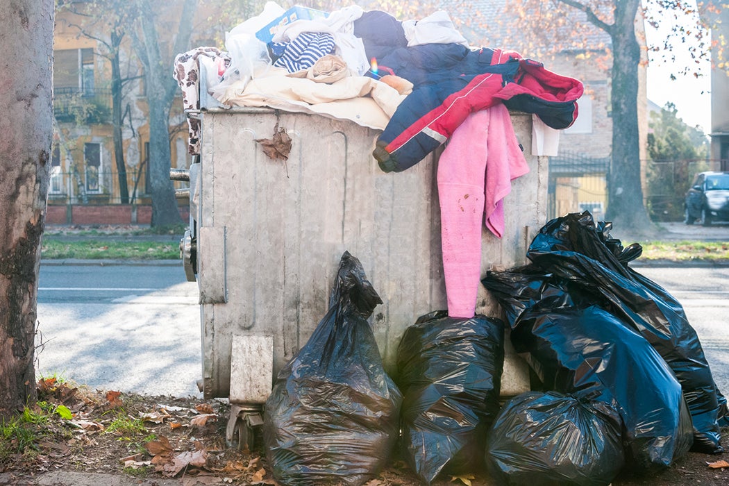 Garbage in the city. Natural light. Novi Sad, Serbia.