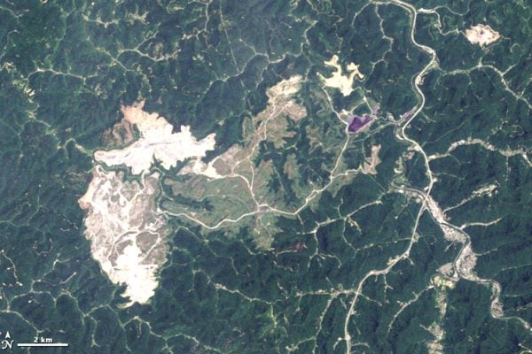 The Hobet mine in West Virginia taken by NASA LANDSAT in 2009