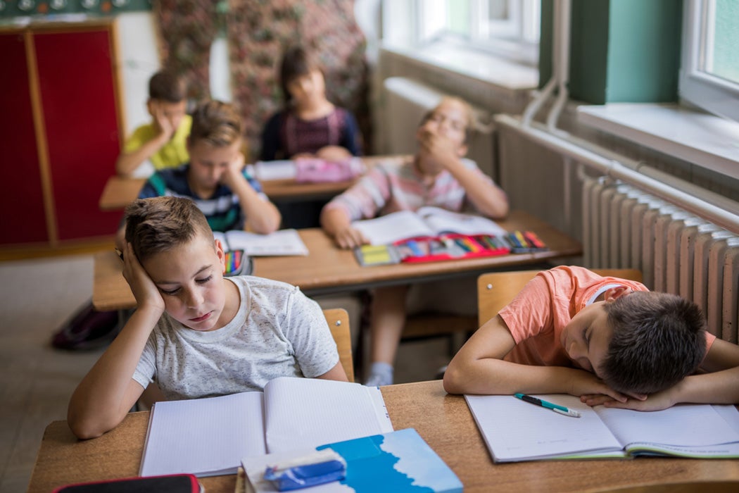 A classroom of bored children