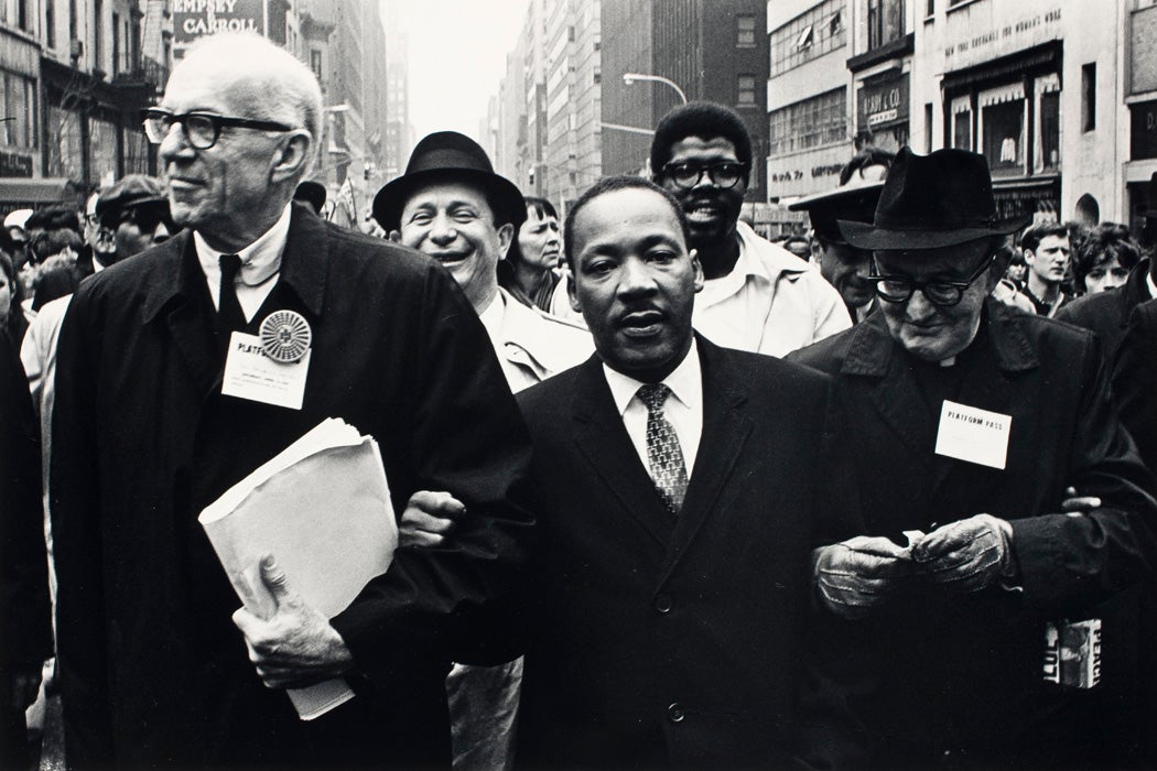 Dr. King marching in the Solidarity Day Parade at the United Nations Building, April 15, 1967