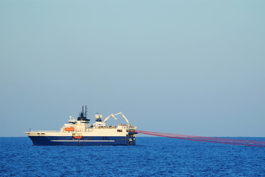 A seismic survey vessel