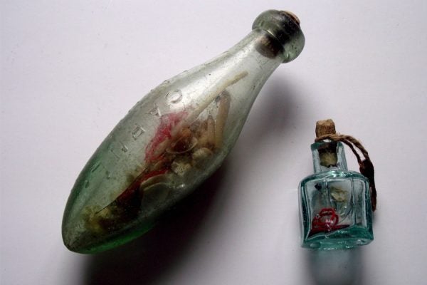 Photograph: Witch Bottles used for curse protection

Source: https://commons.wikimedia.org/wiki/File:Witch_Bottles_Curse_Protection.jpg