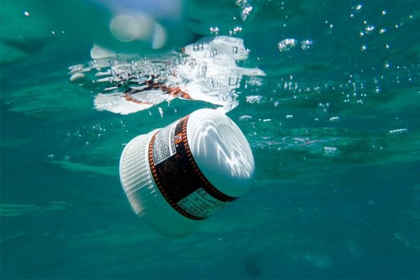 Plastic waste floating in the sea