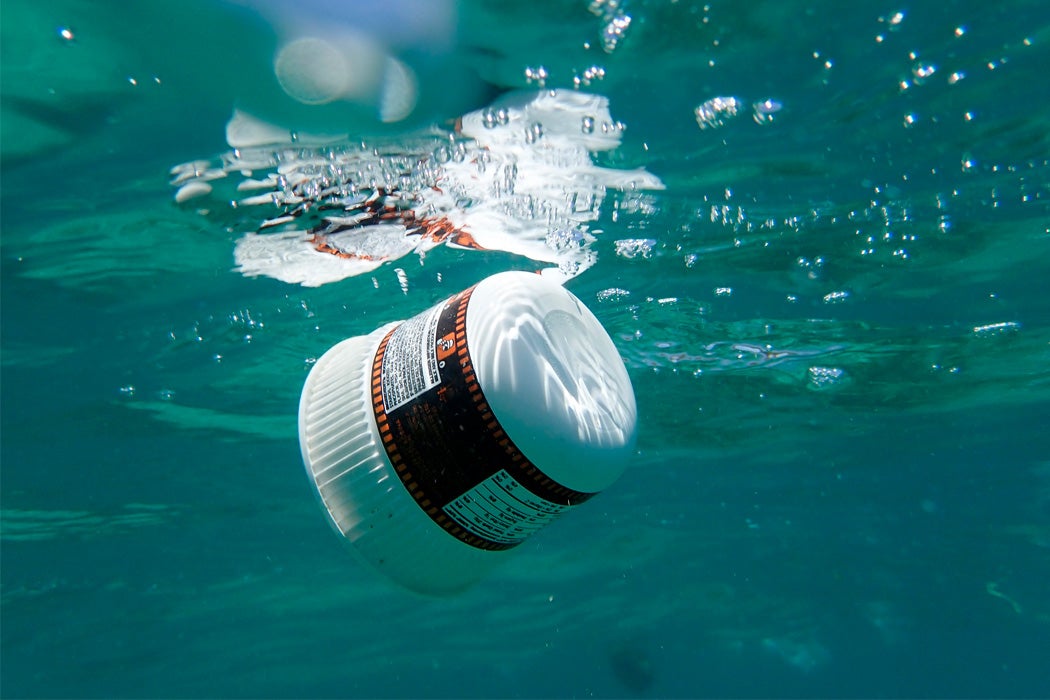 Plastic waste floating in the sea