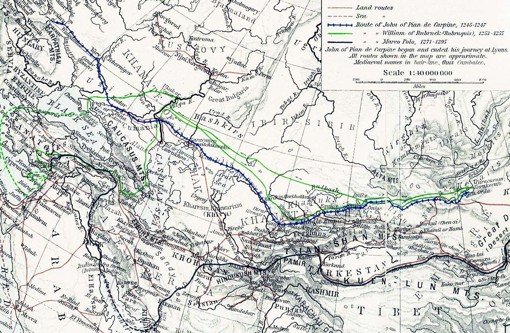 Mediaeval trade routes in central Asia