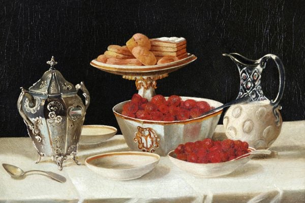 Source: https://commons.wikimedia.org/wiki/File:John_F._Francis_(attrib)_-_Still_Life_of_Strawberries_and_Cream.jpg