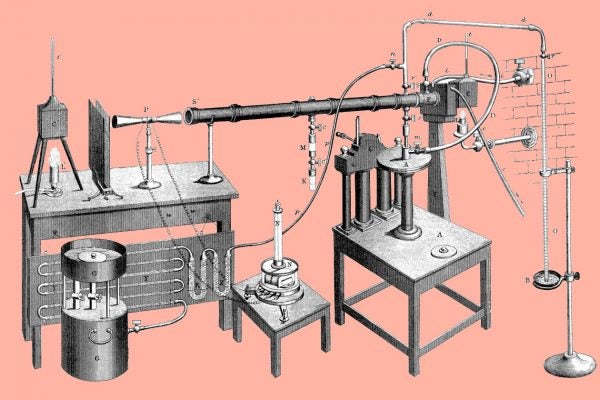 John Tyndall's setup for measuring radiant heat absorption by gases