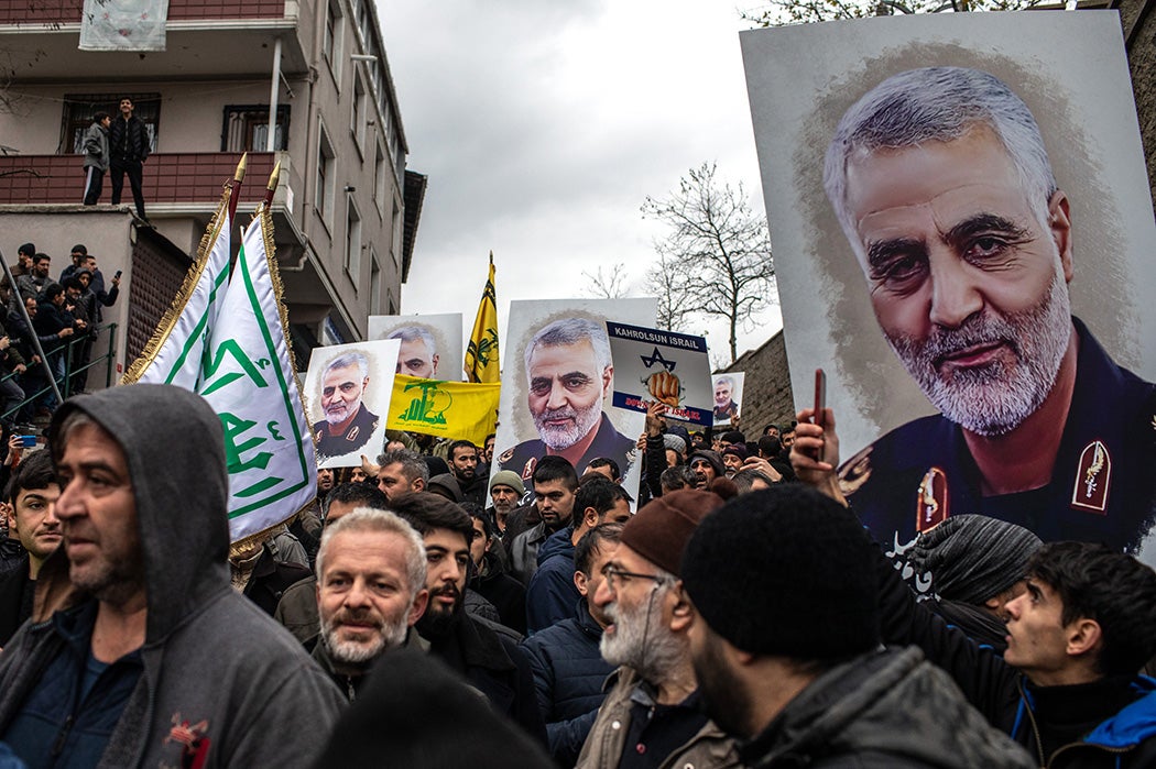 A protest outside the U.S. Consulate on January 05, 2020 in Istanbul, Turkey.