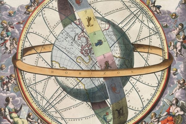 The location of the Earth encircled by the celestial circles, 1661