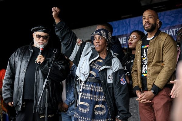 Attendees sing during the 48th Annual Juneteenth Day Festival on June 19, 2019 in Milwaukee, Wisconsin