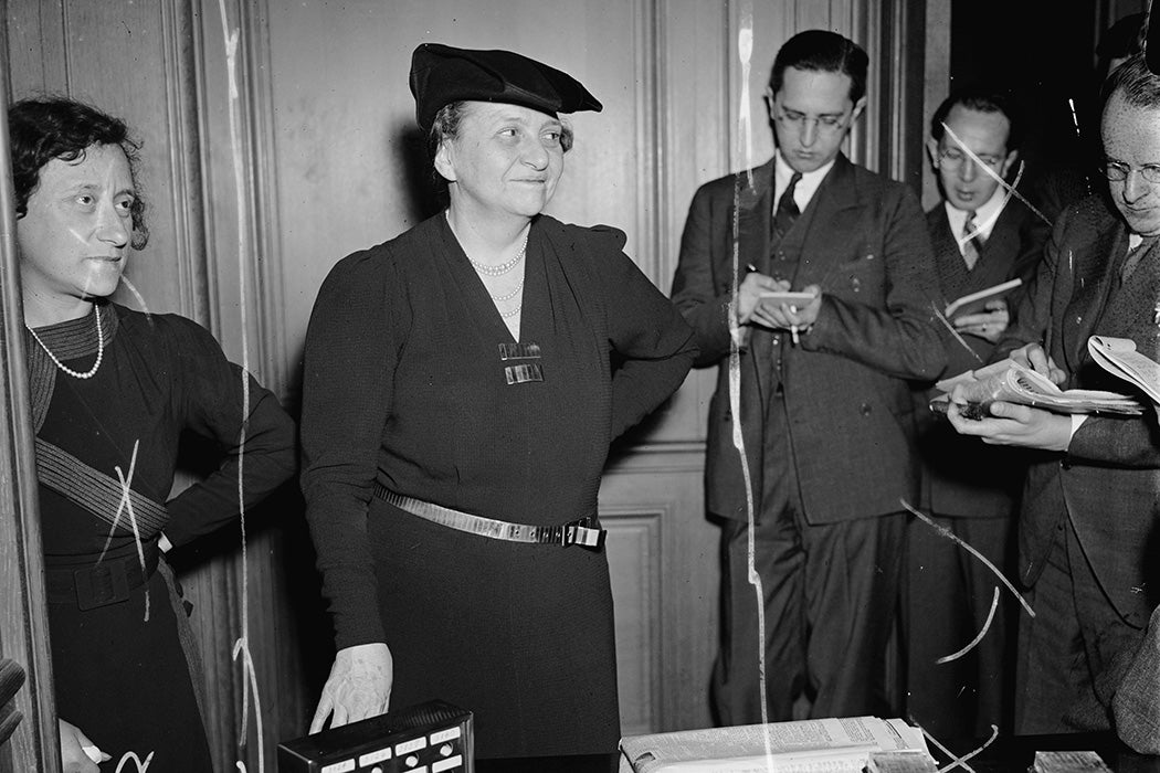 Secretary of Labor Frances Perkins at her last press conference