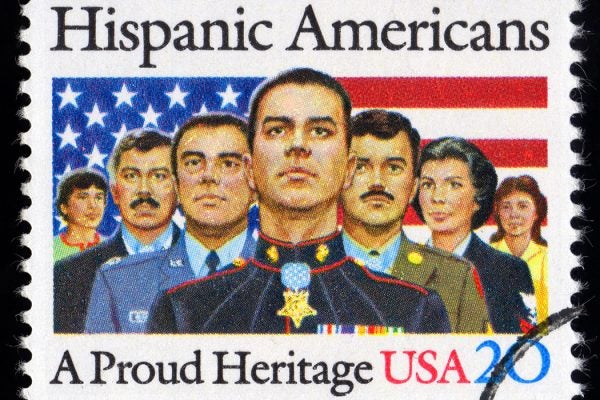 A U.S. postage stamp depicting Hispanic Americans