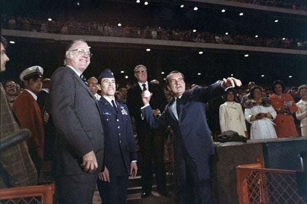 President Richard Nixon Starting the 1973 American League Season by Tossing a Baseball