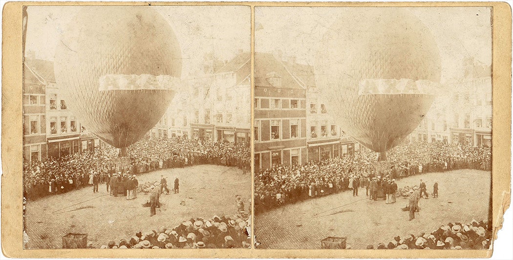 Stereograph of a Hot Air Balloon, 1850s-60s