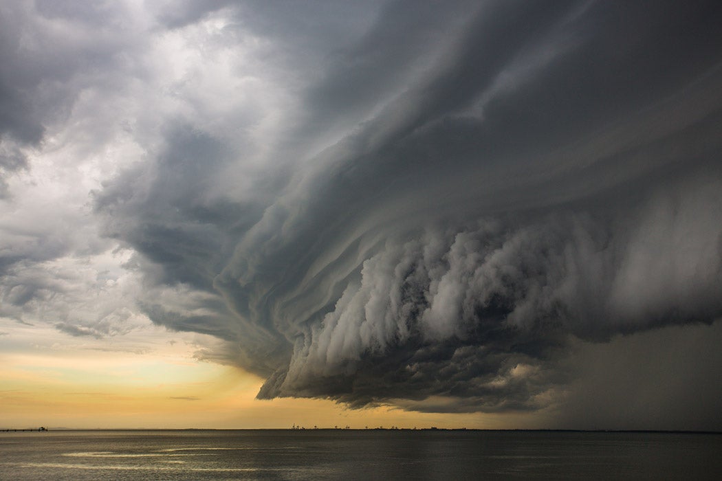 An amazing looking super cell storm cloud forming on the east coast of Queensland, Australia.