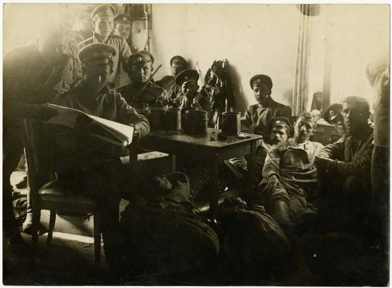 Russian soldiers in a palace in Petrograd