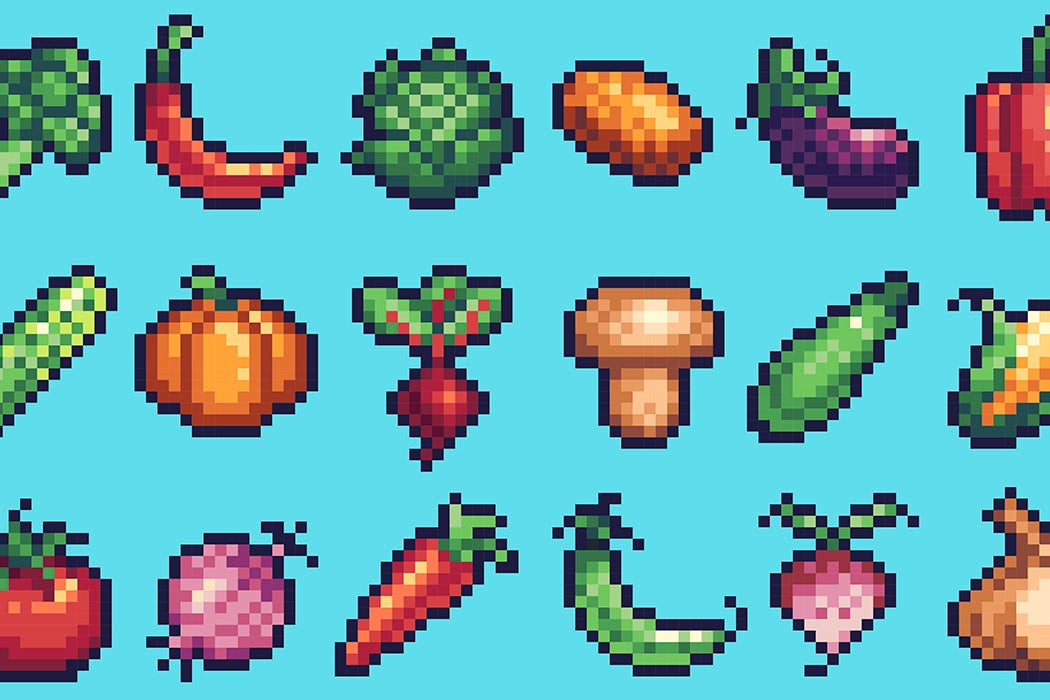 Digitally pixelated farm produce