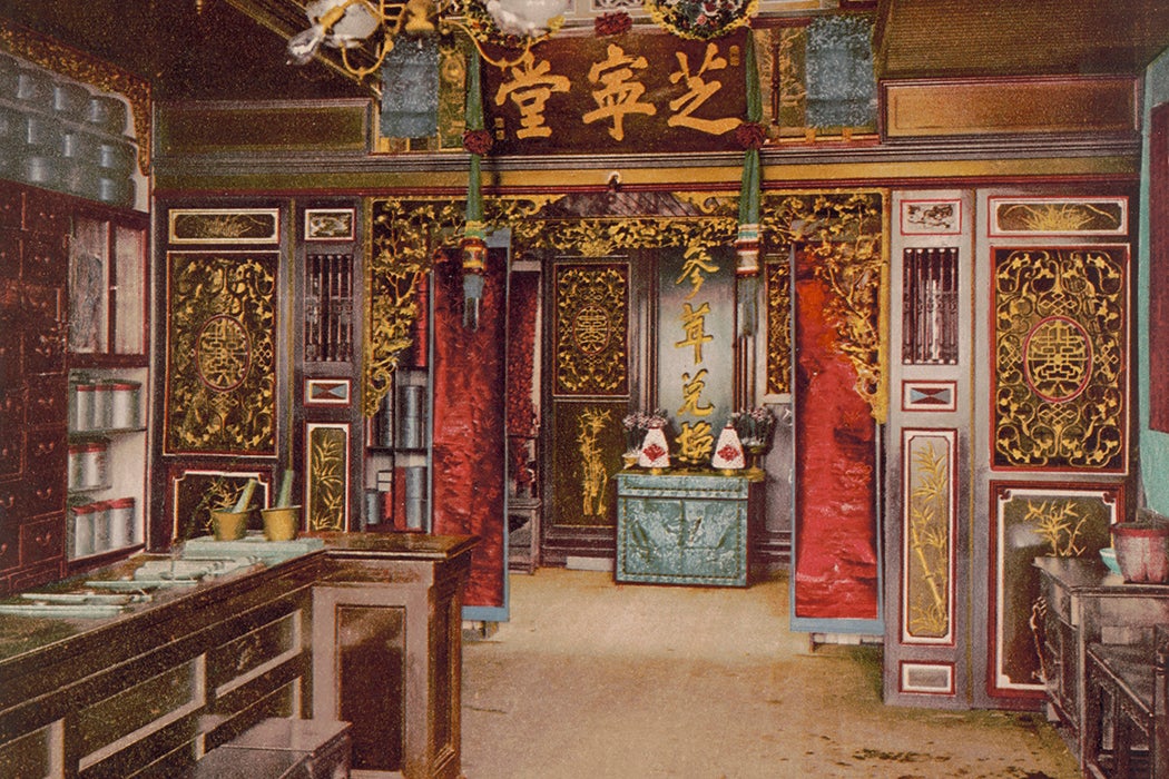 The interior of a Chinese pharmacy in Los Angeles, 1907