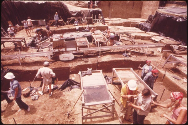 College students work with archaeologists at "Koster Dig" in East Saint Louis