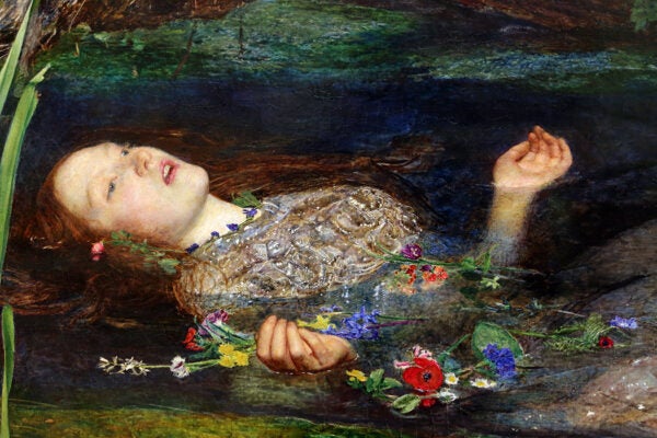 A detail from Ophelia by John Everett Millais, c. 1851