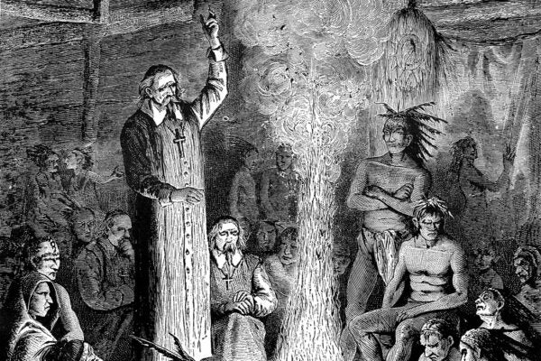 Saint Jean de Brebeuf Confronts the Huron Indian Council