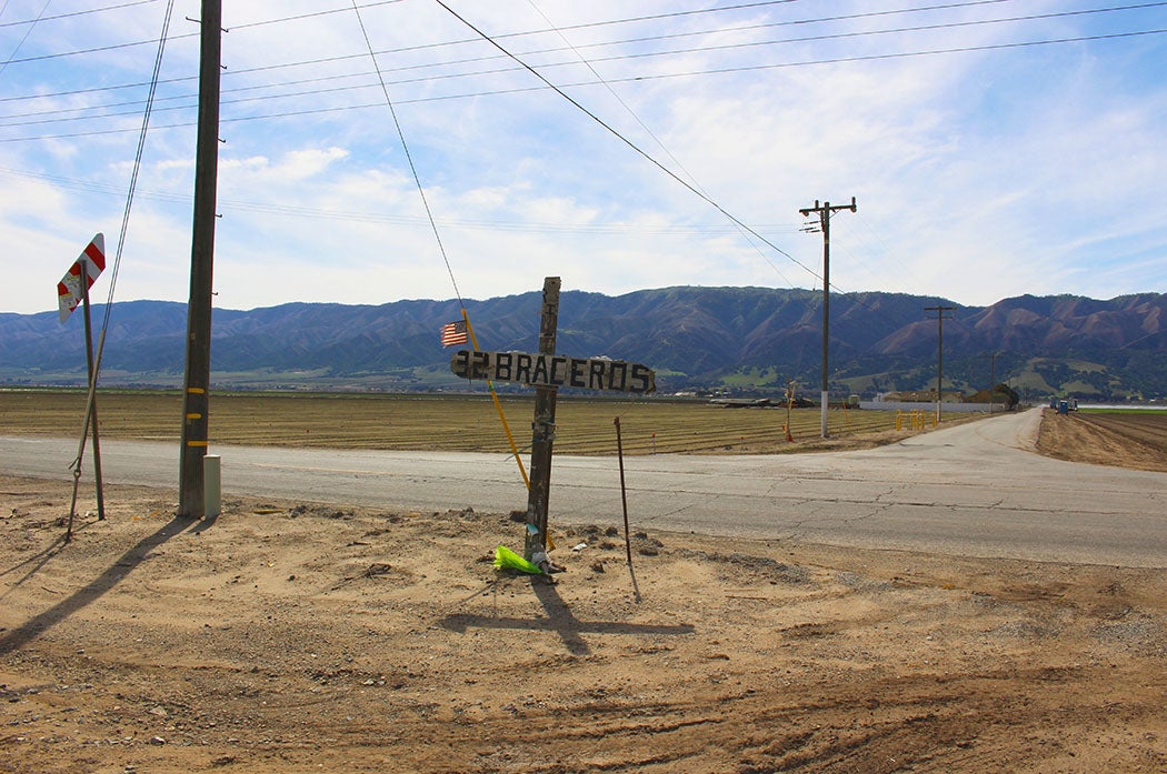 Site of the September 17, 1963 bus and freight train collision near Chualar, California, which killed 32 Mexican migrant farmworkers